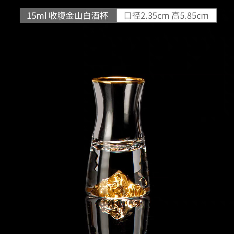 Dos dos tazas de vino chino de alta calidad conjunto de dispensador de vinos creativo casero Jinshan lámina de oro 100ml con la escala de vinos