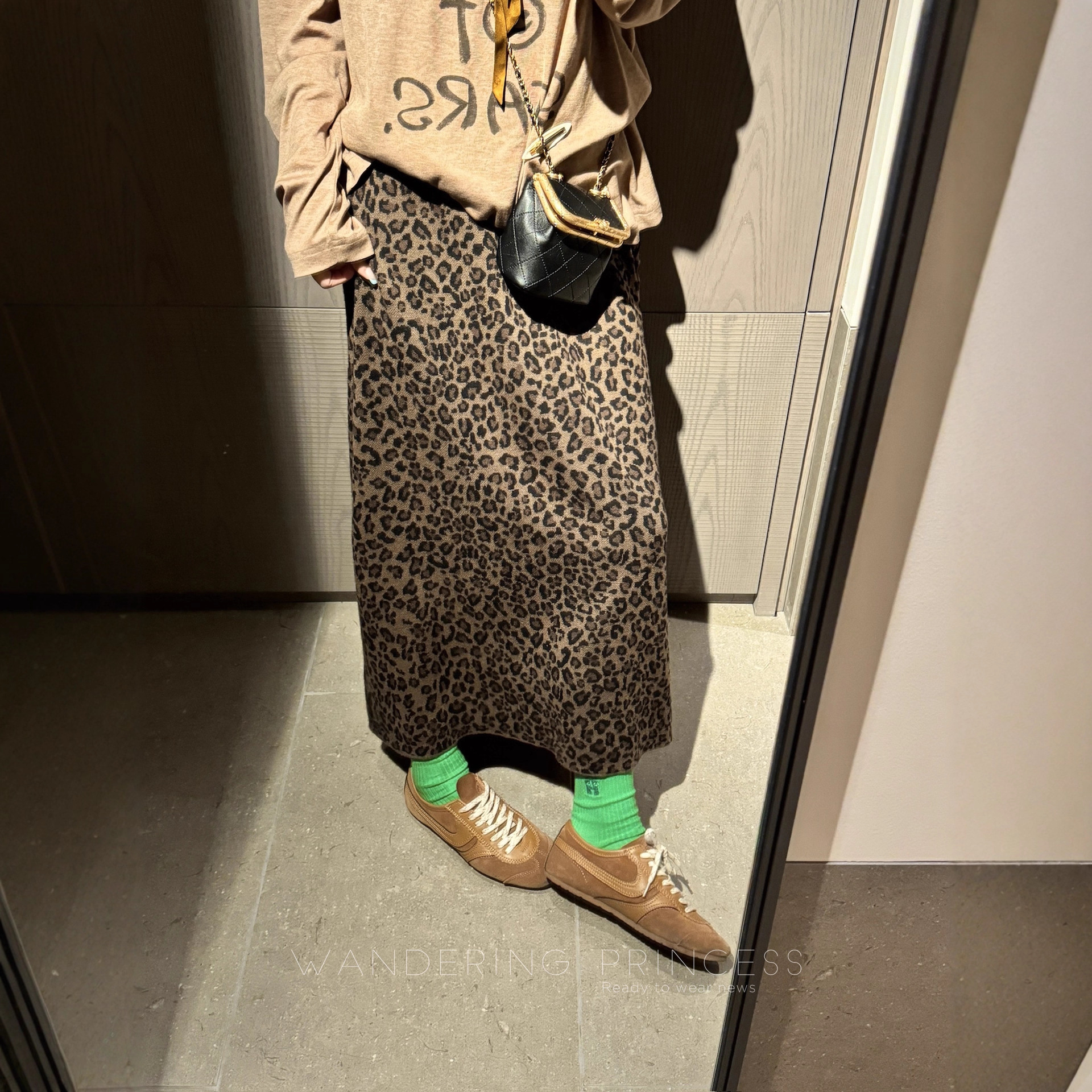 定染豹纹针织半身裙女2025秋冬新款直筒显瘦高腰中长款垂感半裙子