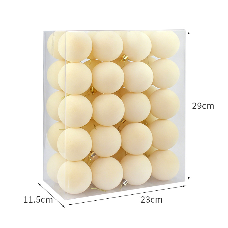 Bolas de Navidad blancas 6CM / 40pcs bolas de floquete en caja colgantes de plástico en stock festivo atmósfera decorativa bola image 8