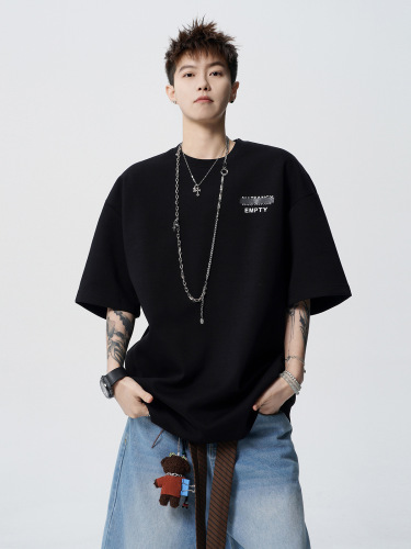 American letter print T-shirt for men, summer high street loose casual couple short-sleeve trendy brand versatile round neck T-shirt top