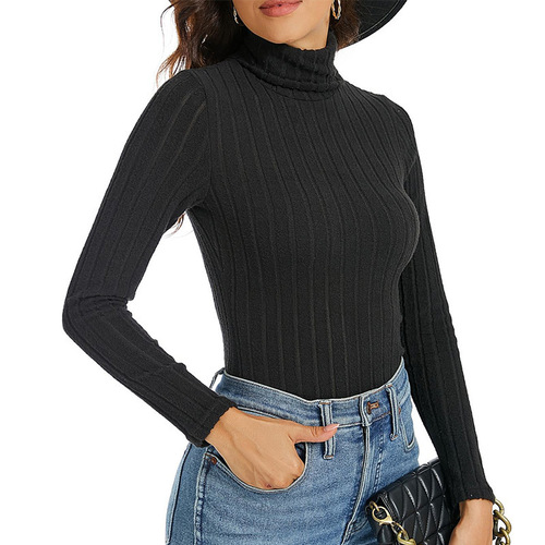 Amazon Women's Fitted Long-Sleeve T-shirt for Autumn/Winter, European and American Style, New Fitted T-shirt for Women, Cross-border Trade