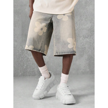 L 43142 Kapok print denim five point shorts ľ�޻�ӡ��ţ����