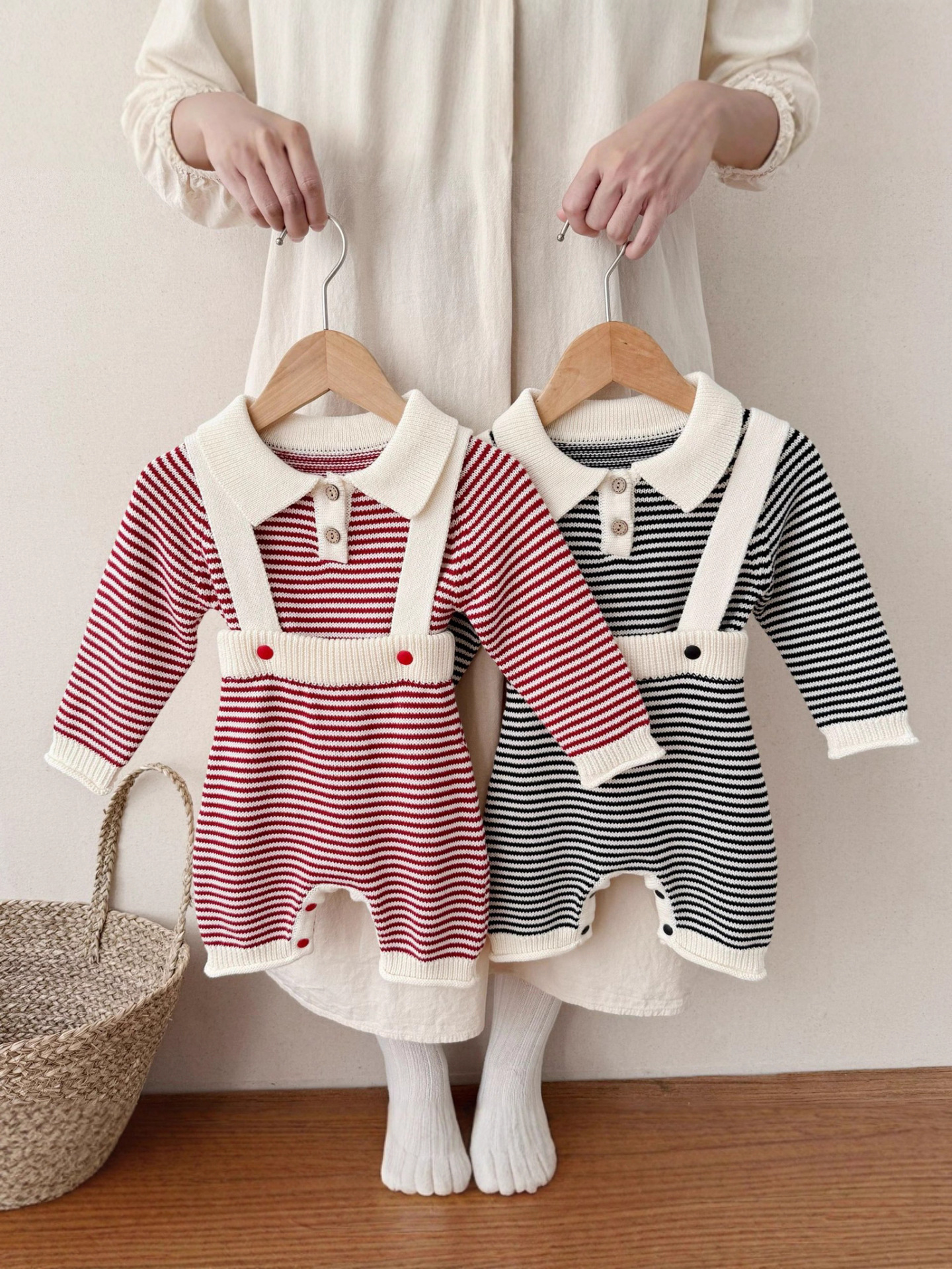 Classic cotton autumn knitted overall for boys