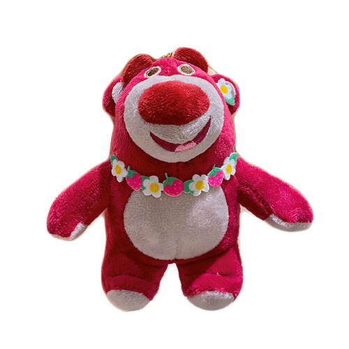 Cute Strawberry Bear Plush Hanging Charm Grabber Doll Wholesale Toy Pouch Keychain Plush Toy