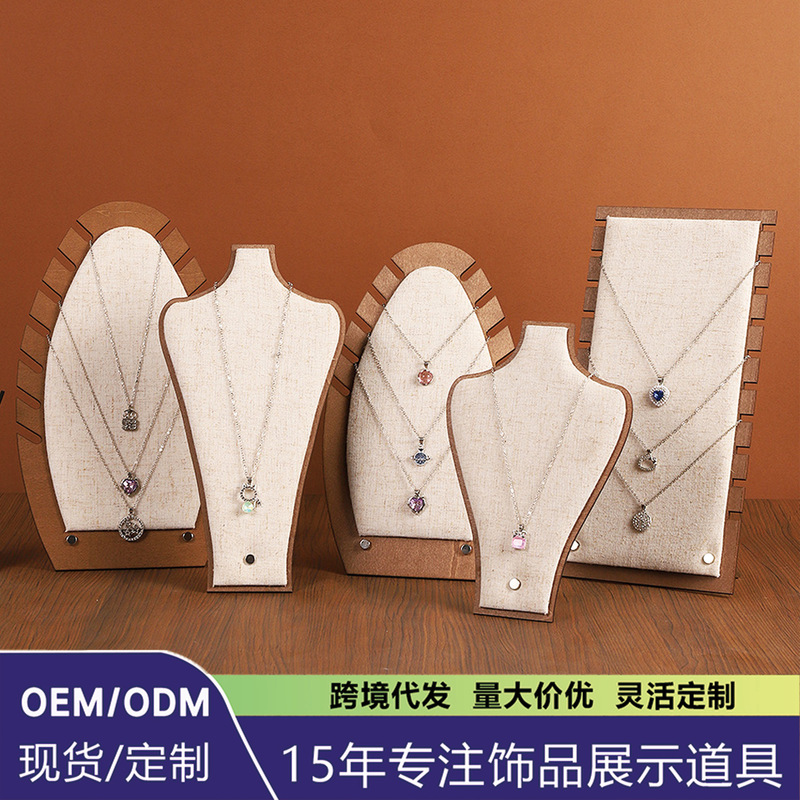 In-stock cross-border best-selling cotton and linen necklace display stand, clavicle chain jewelry hanger, necklace counter display prop rack In-stock cross-border best-selling cotton and linen necklace display stand, clavicle chain jewelry hanger, necklace counter display prop rack