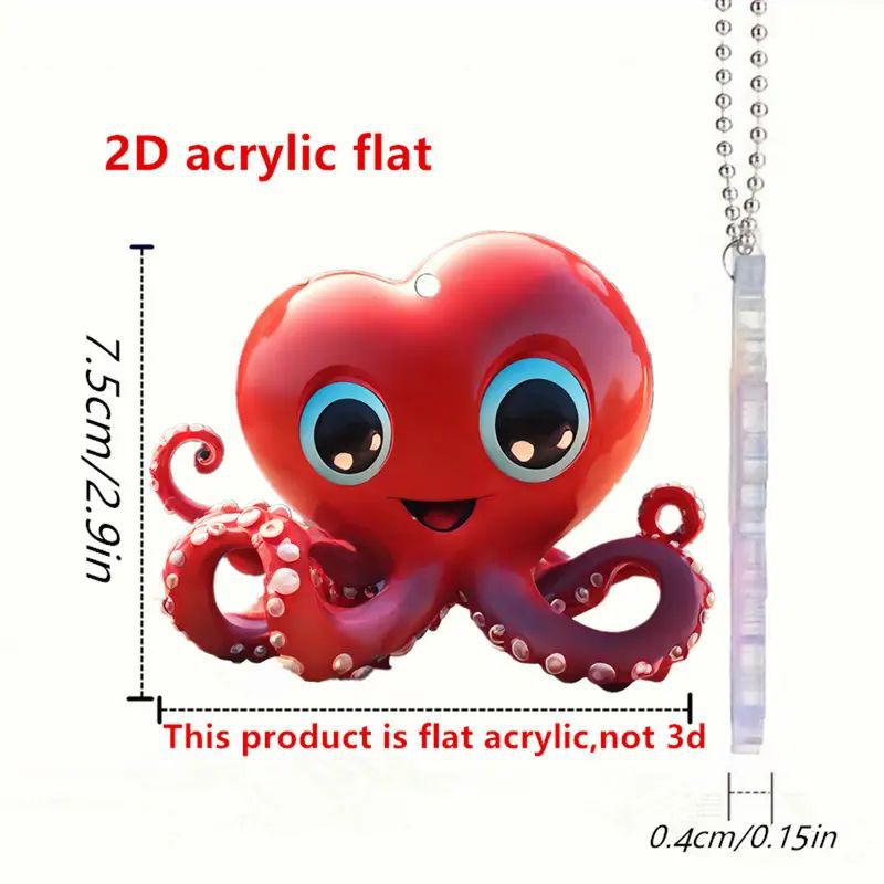 2D acrílico amor pulpo colgante plano transfronterizo automóvil espejo retrovisor interior decoración colgante llavero colgante