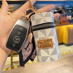 女性の夏の起爆口の赤いバッグのキーホルダーにプリントのシルクタオルの古い花の口の赤いバッグの復古的なバケツの唇の膏の包みを掛けます。