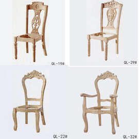 实木椅子欧式实木餐椅白胚餐厅酒店软包餐椅白茬雕花椅子批发