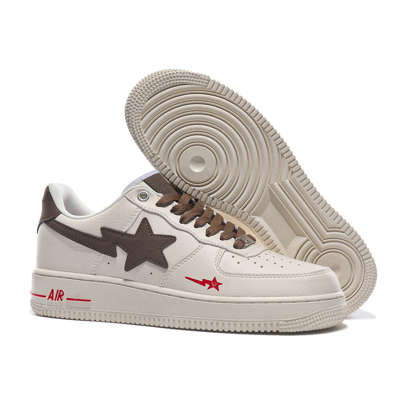 Fuerza Aérea N ° 1 Putian zapatos blancos originales puros hueso hielo blanco Azul Rayo estrella bajo Top leche café zapatilla de deporte de los hombres y las mujeres primera capa de vaca