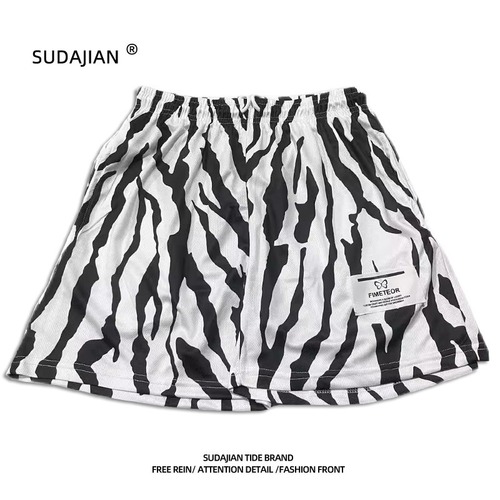 Men's Basketball Net Eye Print Shorts, Knee-Length, 3/4 Length, Summer Running, Fitness, Sports Training Pants