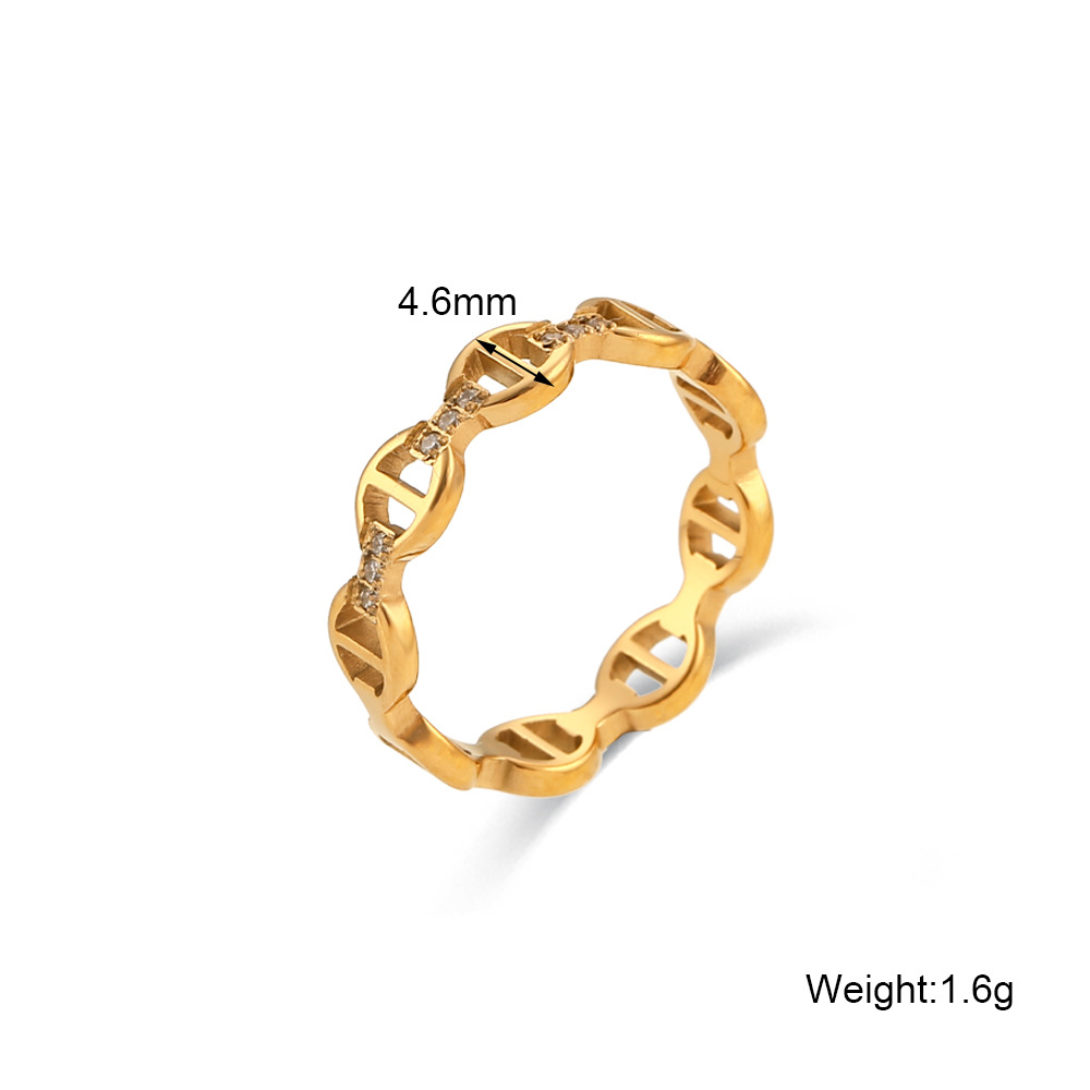 Fashion Geometric Stainless Steel Plating Zircon Rings