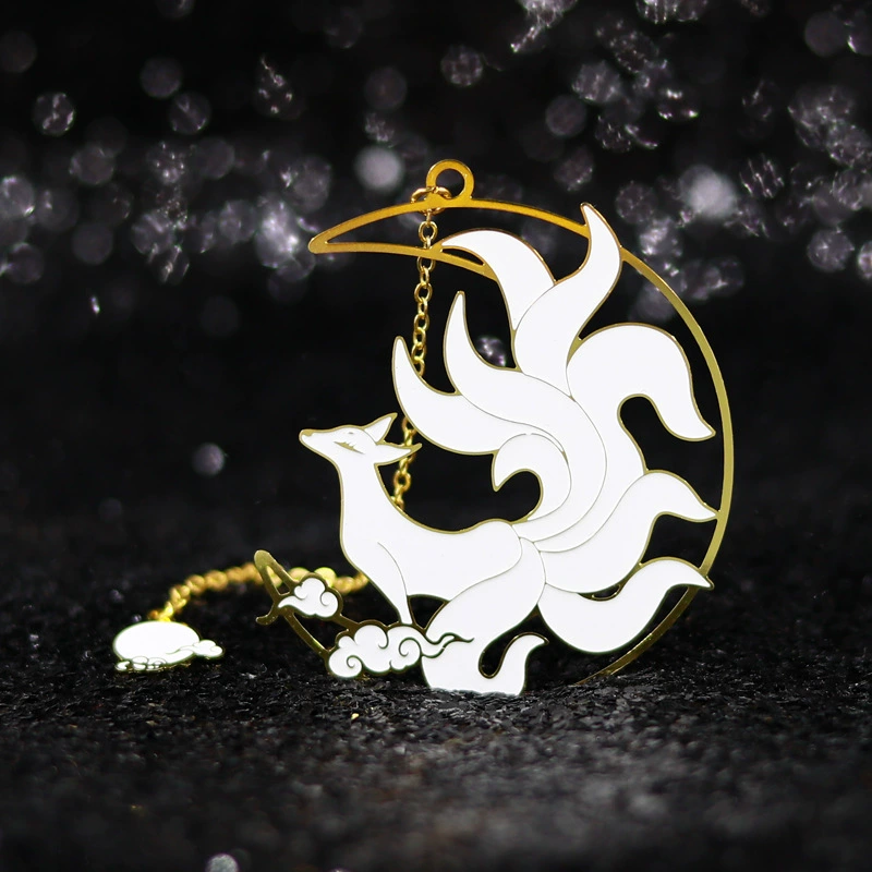 Крылья цикады Гора и море Сутра Девятихвостая лиса полая металлическая Закладка Креативный Классический китайский стиль Изысканная Подарочная коробка Упаковка Надпись