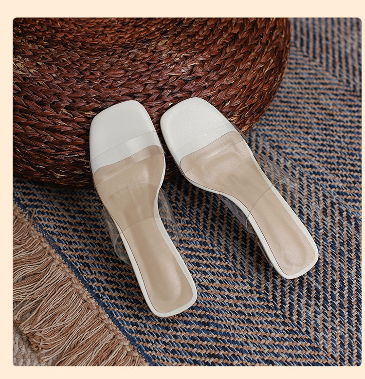 Sandal nữ gót pha lê một dây, gót dày vừa phải, đính sequin đi ngoài trời — Màu mơ [cao gót] chi tiết 12