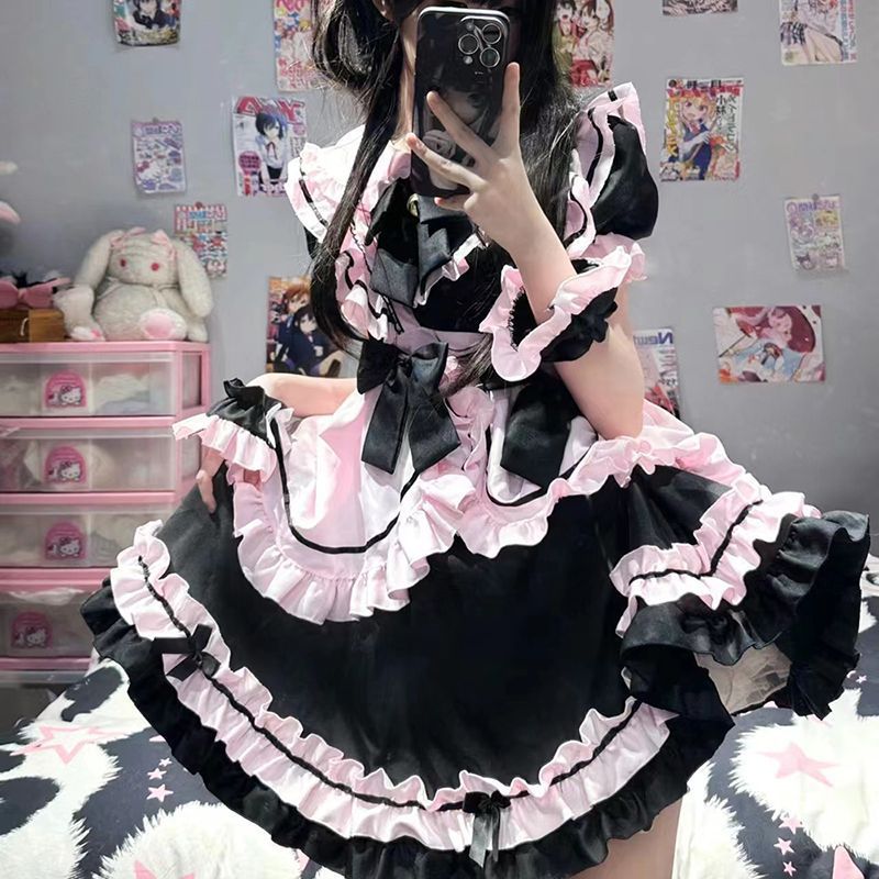 可爱大码猫咪女仆Lolita萌妹COS女佣装纯欲洛丽塔甜美公主连衣裙|undefined