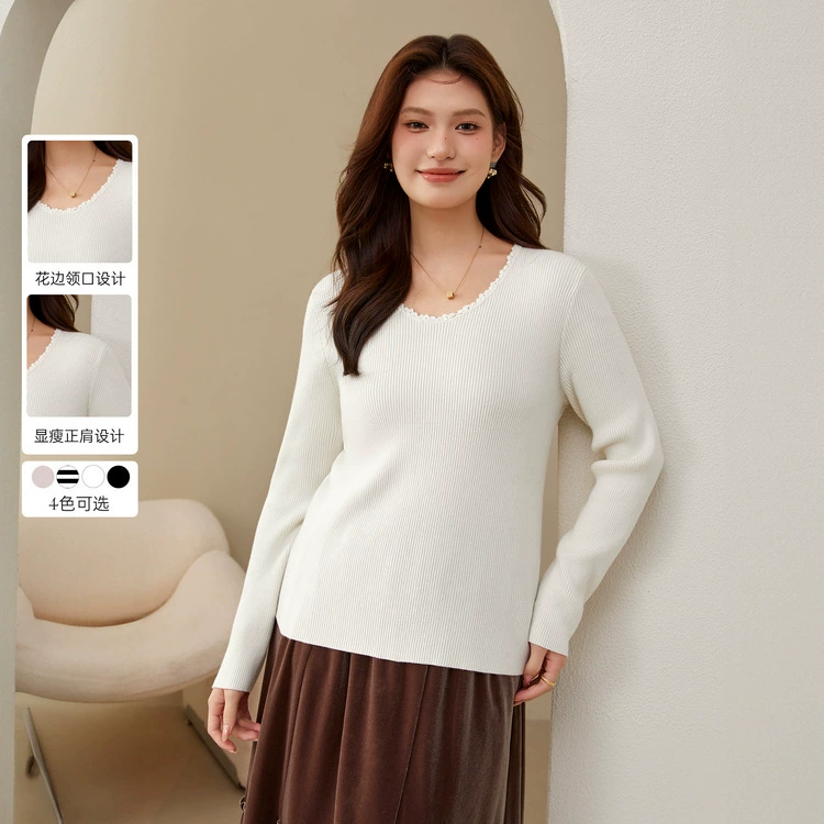 Слепое шоу большой размер женской одежды простой и щедрый нежный стиль темперамент тонкий дикий свитер жирный mm2024 осенний костюм новый