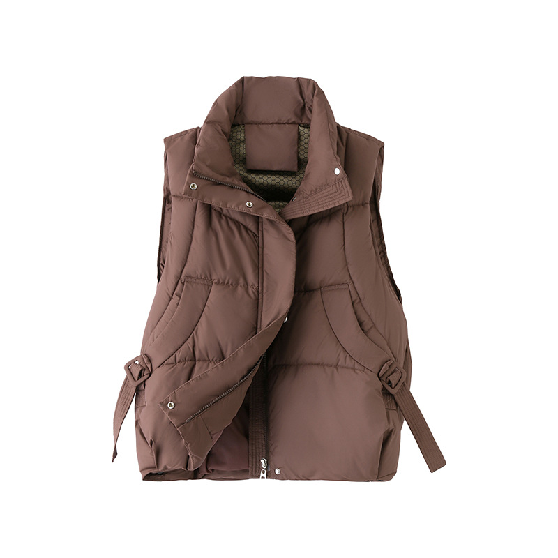 Chaleco de algodón de pluma para mujeres 2025, otoño y invierno, nuevo estilo coreano suelto y versátil, chaleco de hombro de los estudiantes, chaqueta de clip de caballo image 5