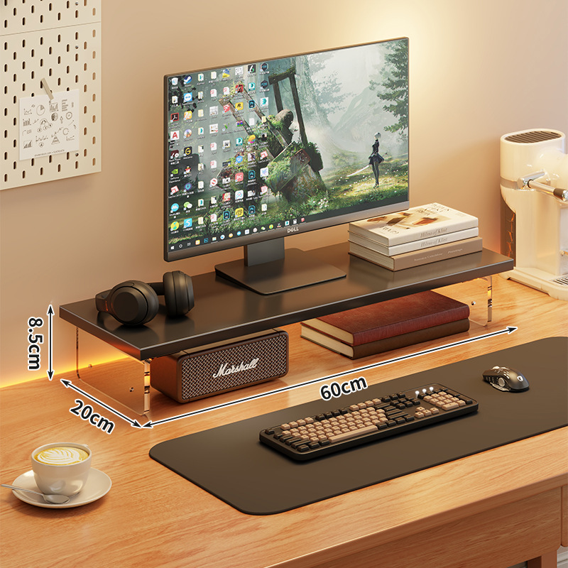Estante de elevación de computadora escritorio acrílico de escritorio monitor base elevación de pantalla de soporte de suspensión estante de artículos