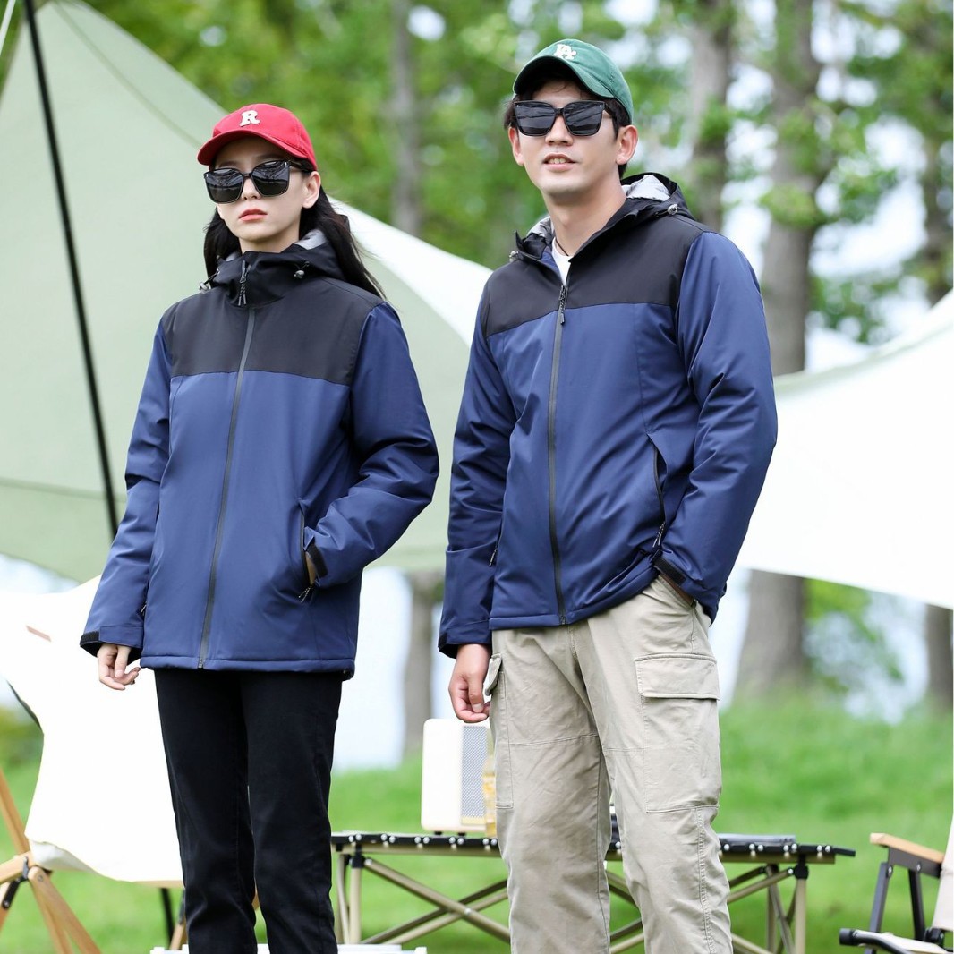 Winter Outdoor Integrated Fleece Waterproof Jacket with Printed Logo, Group Workwear, Thickened Jacket, Cotton Jacket, Leisheng