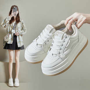 2025 Spring White Shoes New K-Style Ins Female Students Heightening Sports Sneakers Trendy Casual Shoes Street Shooting Y8613