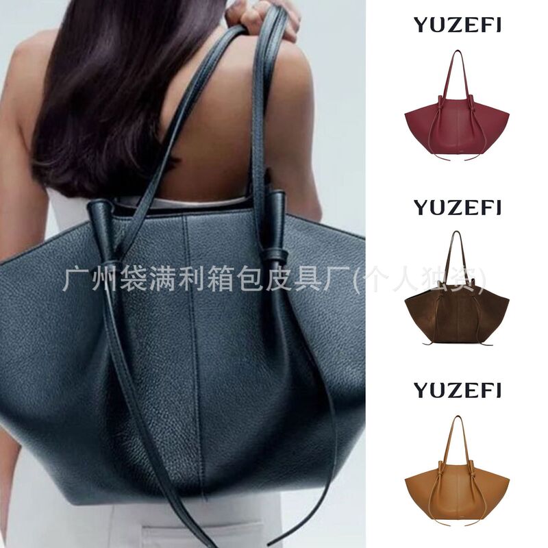 Yuzefi Wing Bag Large Capacity Tote Bag New Trendy Two-Layer Soft Cowhide Commuter Shoulder Handbag for Women Yuzefi Wing Bag Large Capacity Tote Bag New Trendy Two-Layer Soft Cowhide Commuter Shoulder Handbag for Women