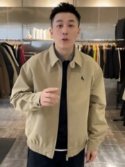 秋季新款纯色刺绣翻领夹克外套男士时尚百搭商务行政休闲上衣