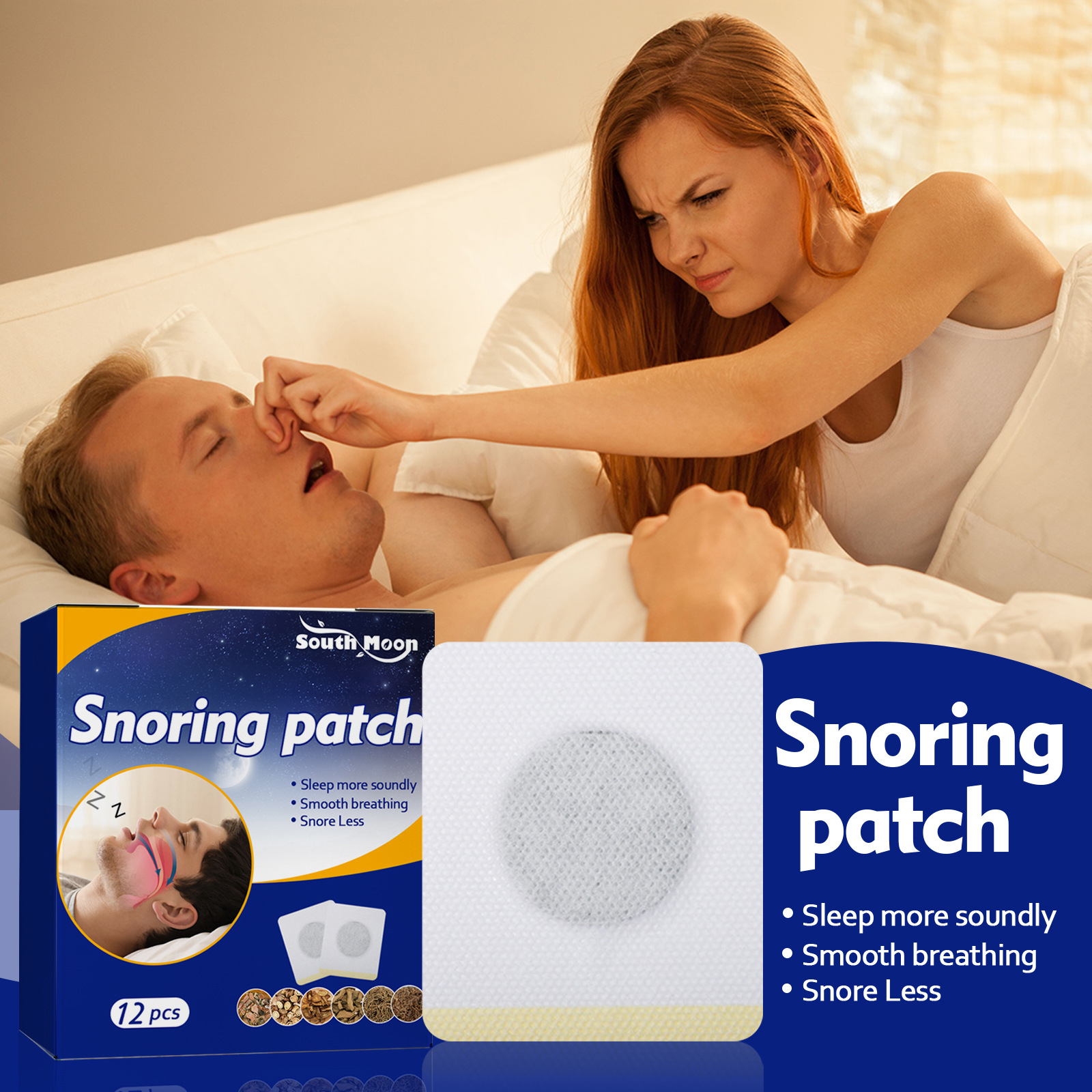 South Moon Anti-Snoring Patch, Sleep Ventilation Nasal Patch, Anti-Snoring and Sleep Talking, Stop and Improve Sleep Care Patch_voghion.com