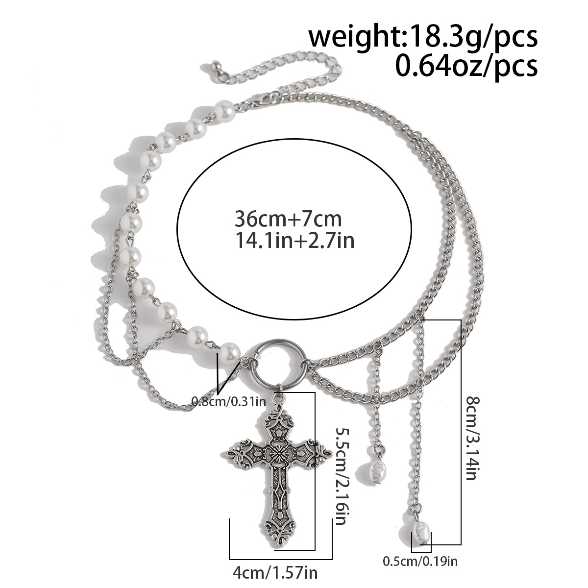 Cross Pattern Simple Style Classic Style Cross Imitation Pearl Alloy Wholesale Pendant Necklace