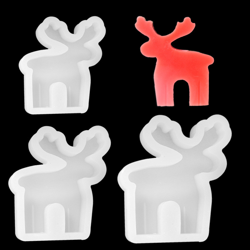 Serie de Navidad Modelado de alce Molde de silicona de Navidad Diy Vela de aromaterapia Yeso Colgante de coche Decoración Adornos