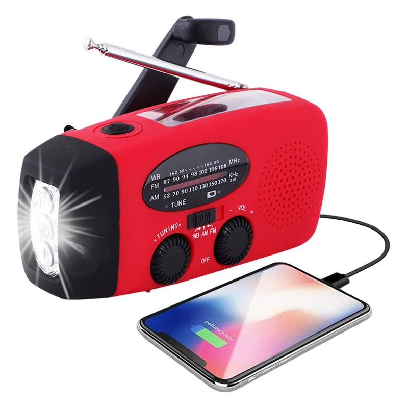 Трансграничное предотвращение стихийных бедствий многофункциональное аварийное радио с ручным приводом для выработки электроэнергии наружное радио для солнечной зарядки
