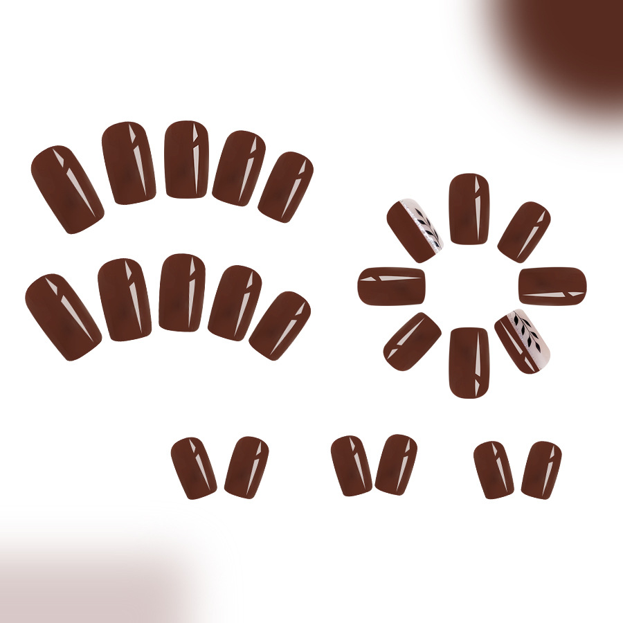 Short bright face Europe and the United States cross-border foreign trade autumn and winter deciduous glitter warm brown wearing nail false nails remo_voghion.com