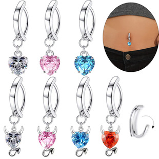 Cross-border e-commerce Amazon hot smooth belly button ring devil diamond belly button ring puncture jewelry cross-border wholesale