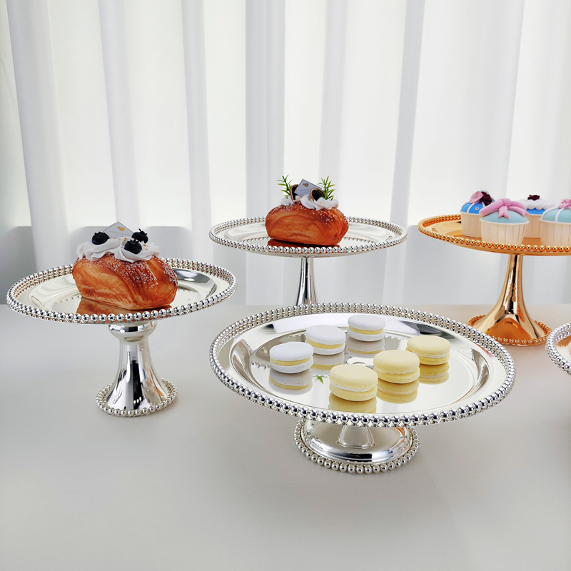 Metal Silver-Plated Fruit Plate Snack Tray Cake Plate Baking Party Wedding Soft Decorations Ktv Home Furnishings