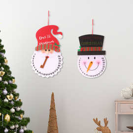 新款圣诞节装饰用品 卡通雪人闹钟挂历 无纺布老人时钟创意挂钟