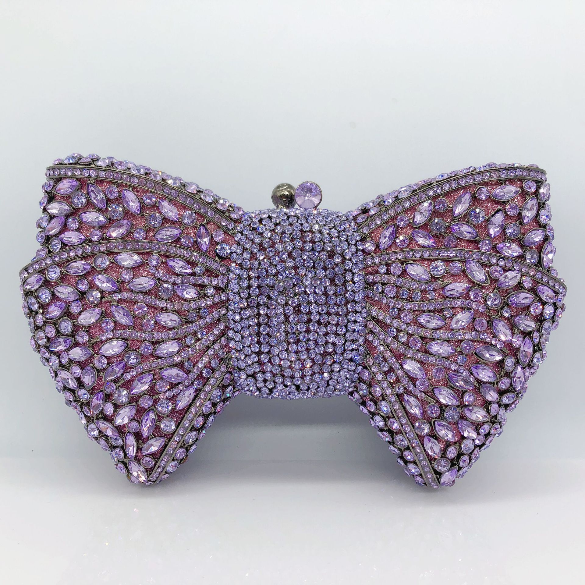 Bow cristal embrague de arco transfronterizo bolsas de cena de diamantes perforadas bolsas de mano de diamantes llenas bolsas de banquete