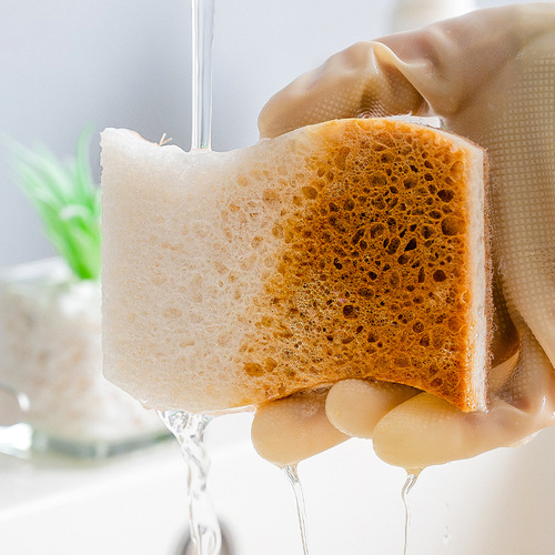 Non-stick oil kitchen dishwashing pot special gift box natural wood pulp cotton thickened household sponge dish brush artifact