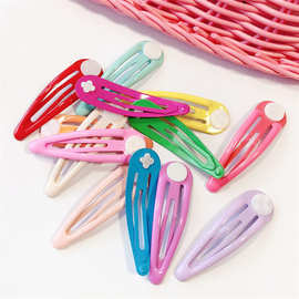 儿童发饰品5公分带托盘垫片水滴夹糖果色BB夹手工DIY发夹配饰