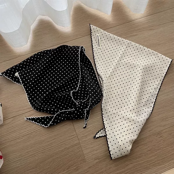 Korean Export Small Polka Dot Silk Scarf for Women, Hairband, Neck Decoration, Triangle Headscarf, Travel Vacation Fresh Style Scarf