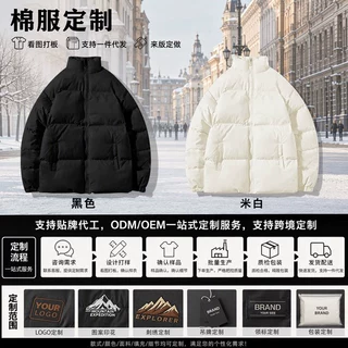 外贸跨境欧美女装爆款空白版棉服定制LOGO加图加字保暖充气棉衣女