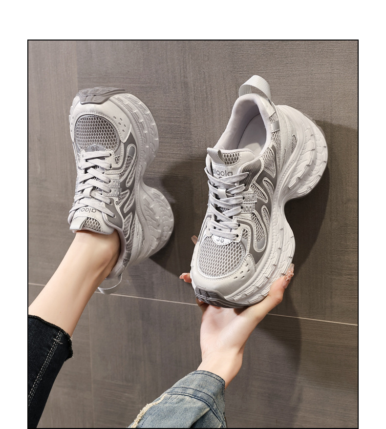 Giày sneaker nữ đế dày tăng chiều cao lưới thoáng khí phong cách thể thao — xanh lam chi tiết 14