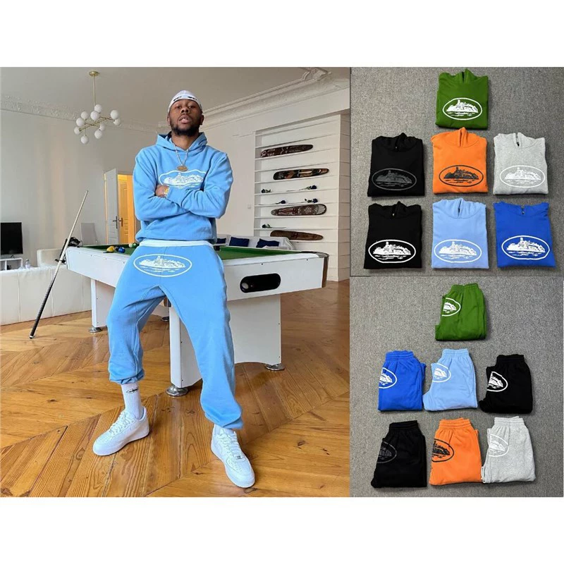 Corteiz Классическая серия Корабельный принт с логотипом хип-хоп свободный свитер с капюшоном