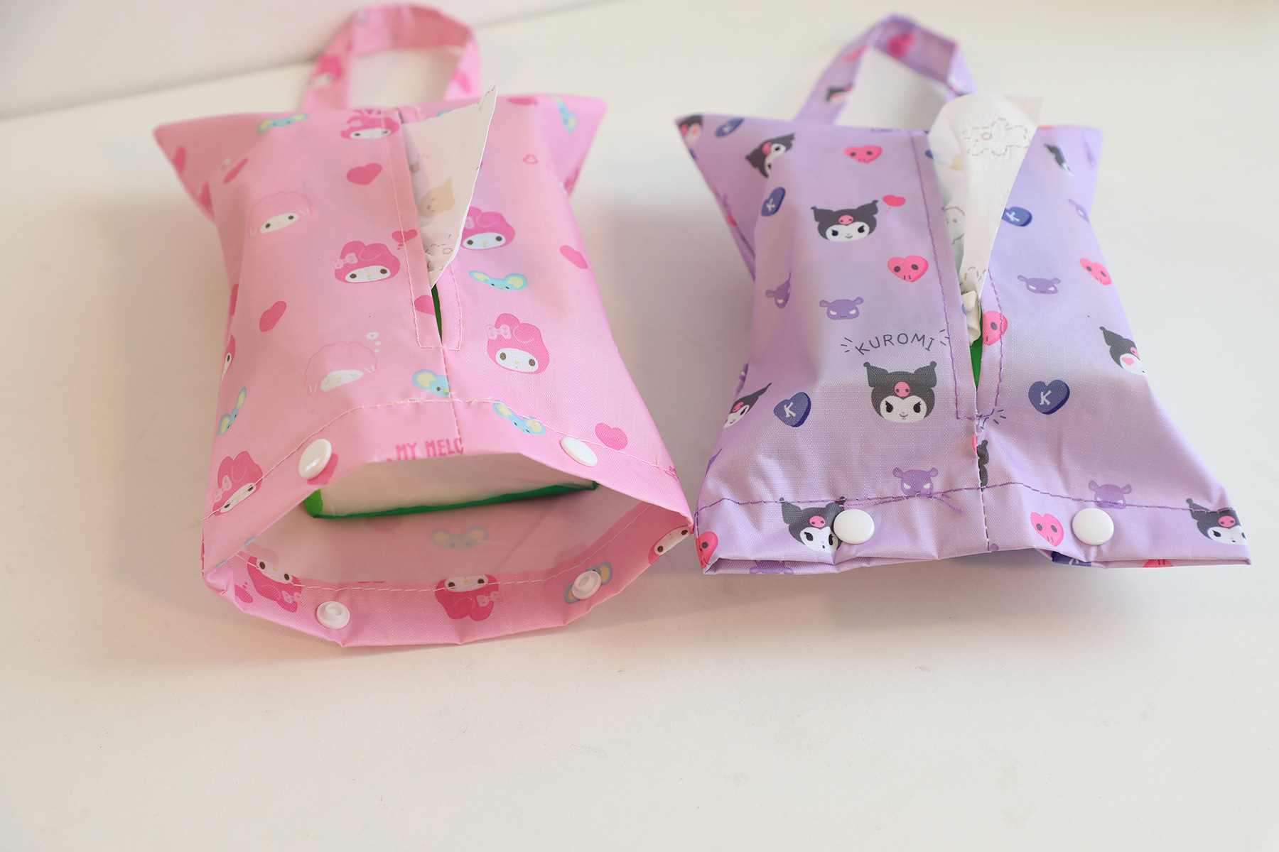 New Cartoon Melo Kuromi Waterproof Hanging Paper Towel Cover Car Paper Towel Cover Household Fabric Hanging Paper Box