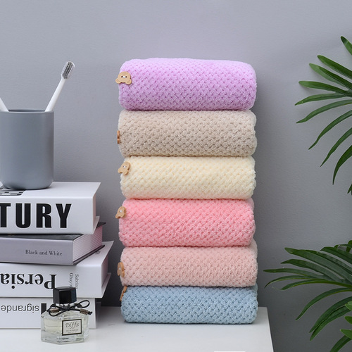 Coral velvet pineapple grid dry hair cap double thickened cute shower cap for women super absorbent bag hair towel wholesale