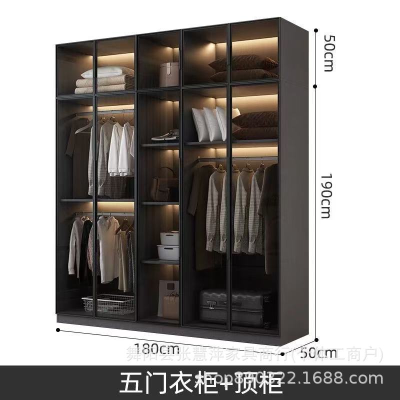玻璃门衣柜家用卧室小户型收纳储物柜新款衣帽间组合主卧衣柜衣橱|undefined