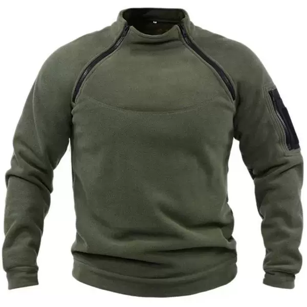 Cross-Border Foreign Trade Men's Stand-Up Collar Zipper Long-Sleeved Tactical Sweatshirt Pullover Polar Fleece Warm Jacket