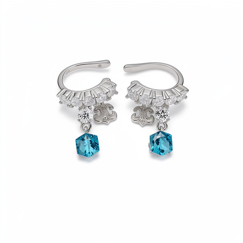 Zircon iris auriculares mujeres sin agujeros de orejas temperamento exquisito nicho pendientes de moda ligero lujo alta sensación auriculares al por mayor