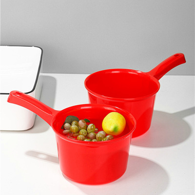 批发家用水瓢 塑料大号水勺加厚加深大红厨房水舀子带柄带孔洗澡|ru