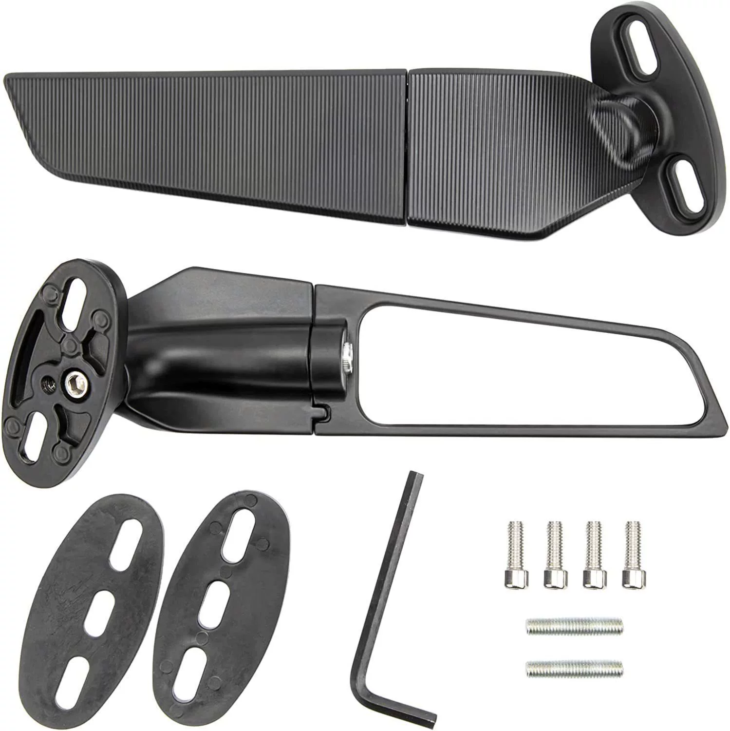 Аксессуары для мотоциклов, зеркало заднего вида с фиксированным крылом, большая зеркальная панель, подходит для Kawasaki Yamaha, ветровой нож, модифицированное зеркало заднего вида