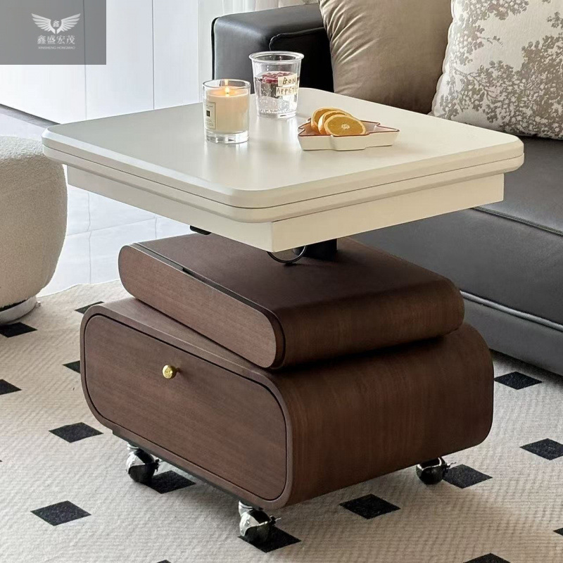 Mesa de centro de madera maciza retro francesa, mesa de comedor, apartamento pequeño de doble uso, sala de estar americana, hogar, lujo ligero, nuevo móvil