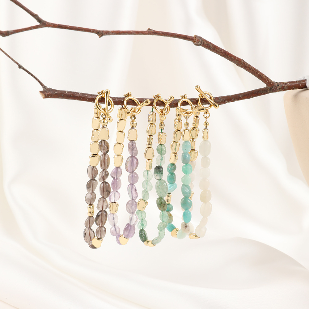 Bracelets Classification 1 Piece Quantity Vintage Style Color Block Natural Stone Beaded Women's Bracelets