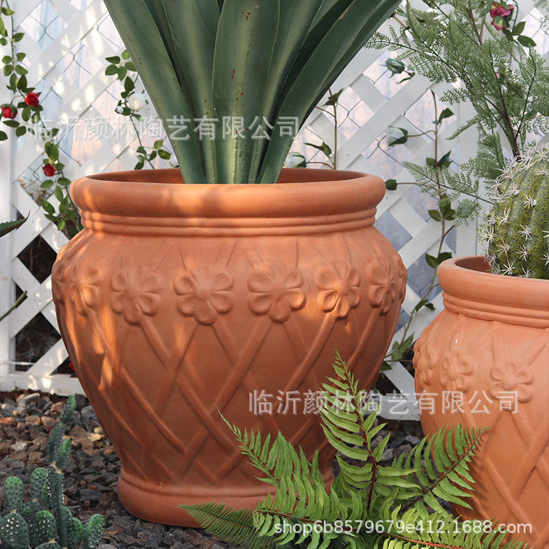 Cesta de flores de paisaje maceta de cerámica roja maceta de cerámica gruesa maceta de decoración de jardín maceta de cerámica de comercio exterior maceta de flores de novatos transpirables
